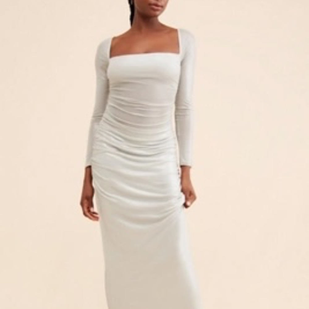ANTHROPOLOGIE NUULY X AFRM SOFI FOIL MESH DRESS